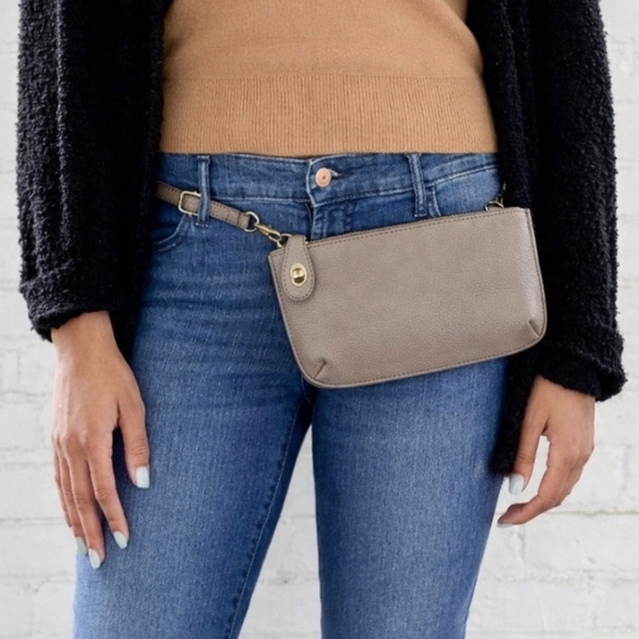 Joy Susan Handbags - Joy Susan Adjustable Bag Clutch Wallet Crossbody Belt Bag Stone Taupe Color